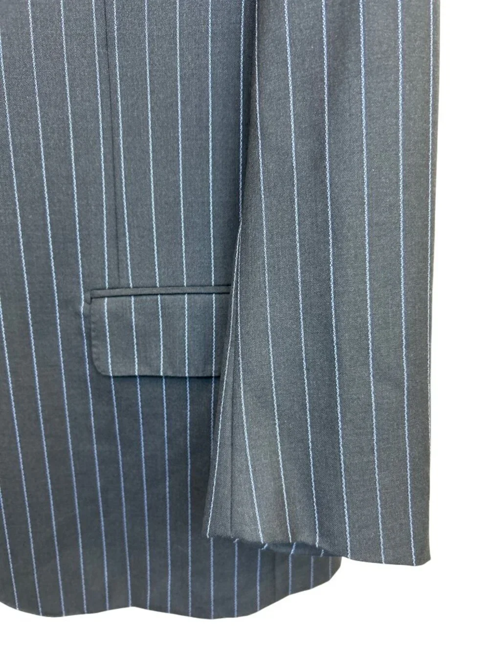 Ravazzolo Suit Jacket Blazer Men's US 44 Gray Blue Pinstripe Virgin Wool Italy